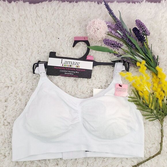 LAMAZE Seamless White Comfort Nursing Maternity - Picture 1 of 4